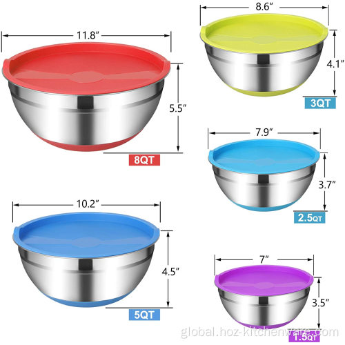 Metal Serving Bowls Mixing Salad Bowls Stainless Steel Mixing Bowls with Airtight Lids Factory